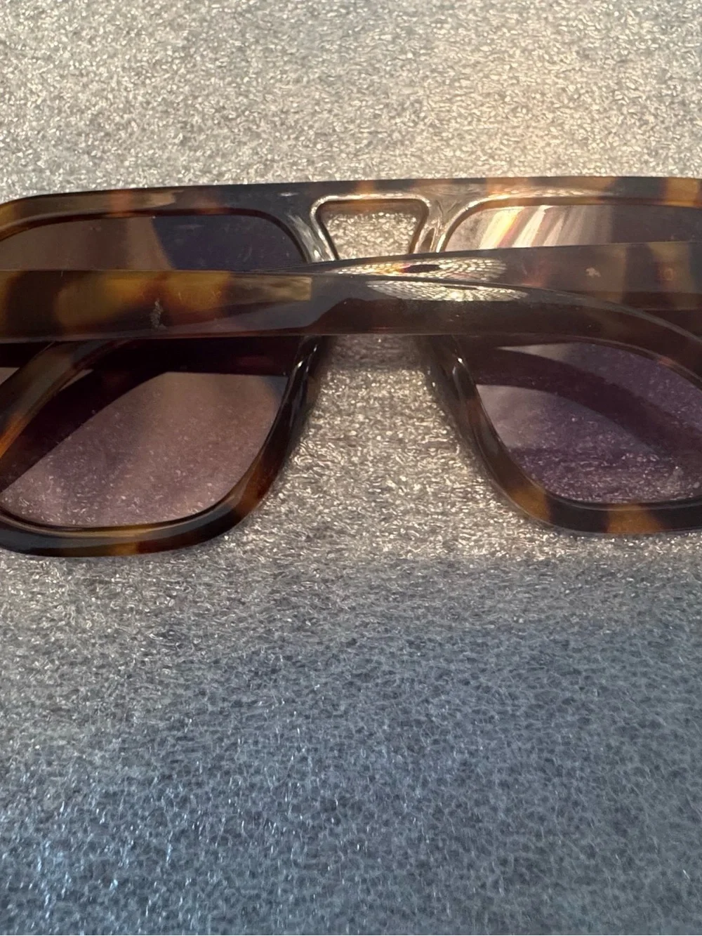Tortoiseshell Square Aviator Sunglasses - Brown/Black Lenses Transparent Cloud A
